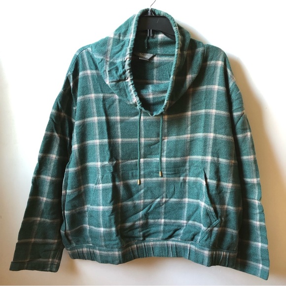 Natural Reflections Women’s Cowl Neck Green Plaid Pullover Size XL - Picture 2 of 15